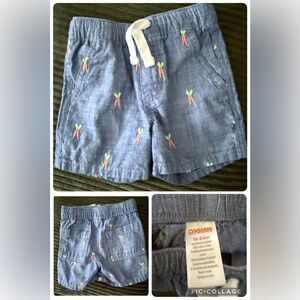 Gymboree Chambray Shorts with Carrot Embroidery 18-24mos Easter Spring
